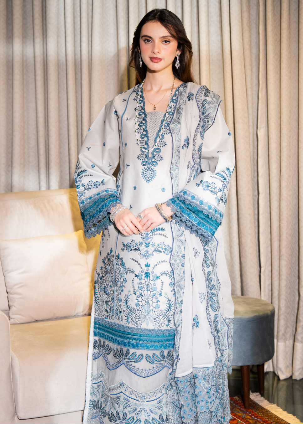 RAAHA -Embroidered Lawn